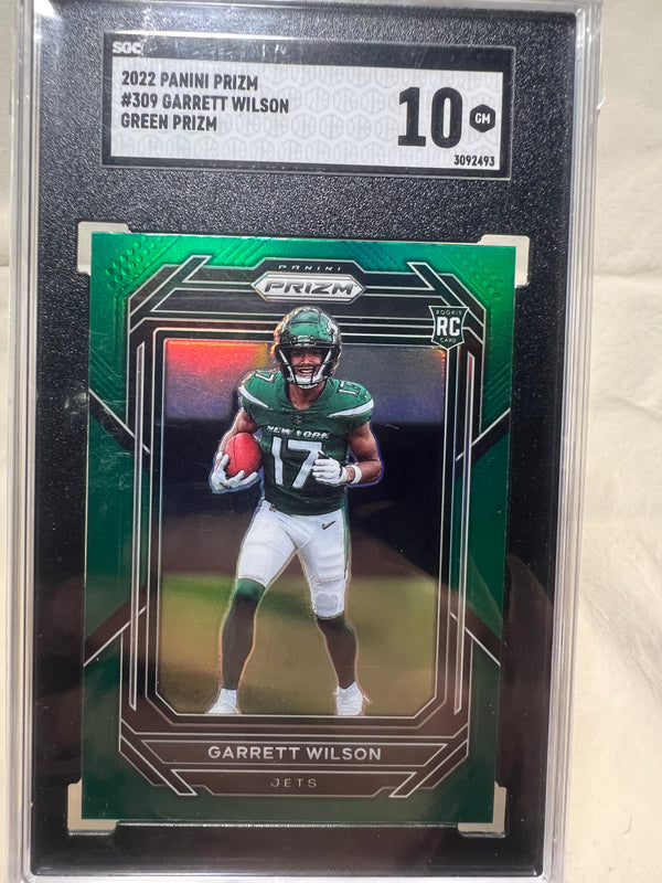 2022 Panini Prizm Garrett Wilson Green Prizm (Color Match) Rookie Card SGC 10.
