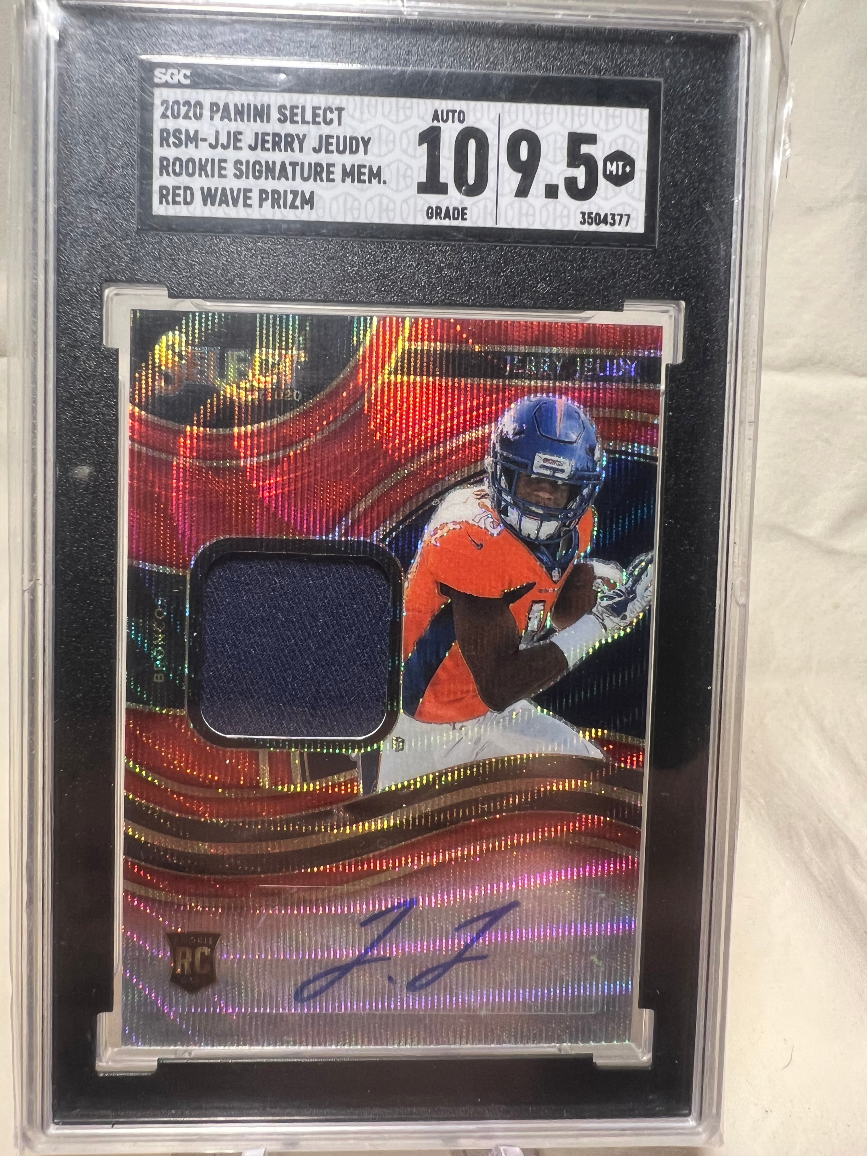 2020 Panini Select Jerry Jeudy Rookie Card Red Wave Prizm SGC 10/9.5  Broncos