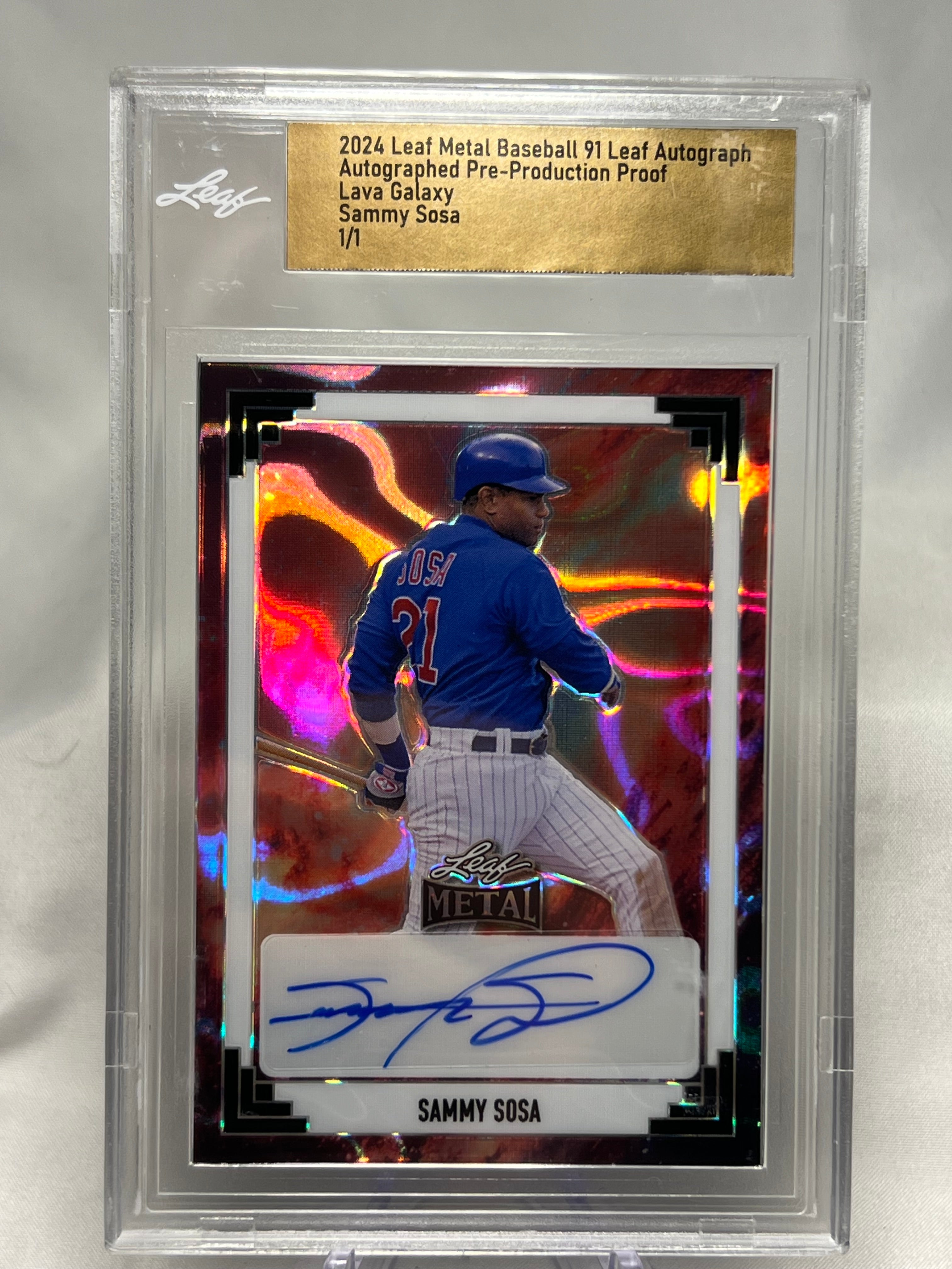 2024 Leaf Metal Baseball Sammy Sosa 91 Leaf Auto Pre-Production Proof Lava 1/1