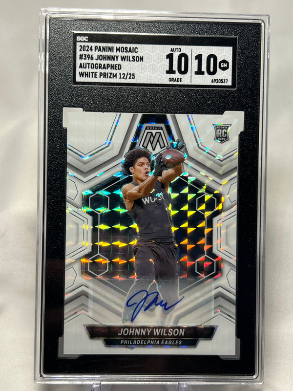 2024 Panini Mosaic Football Johnny Wilson Rookie White Prizm Autograph