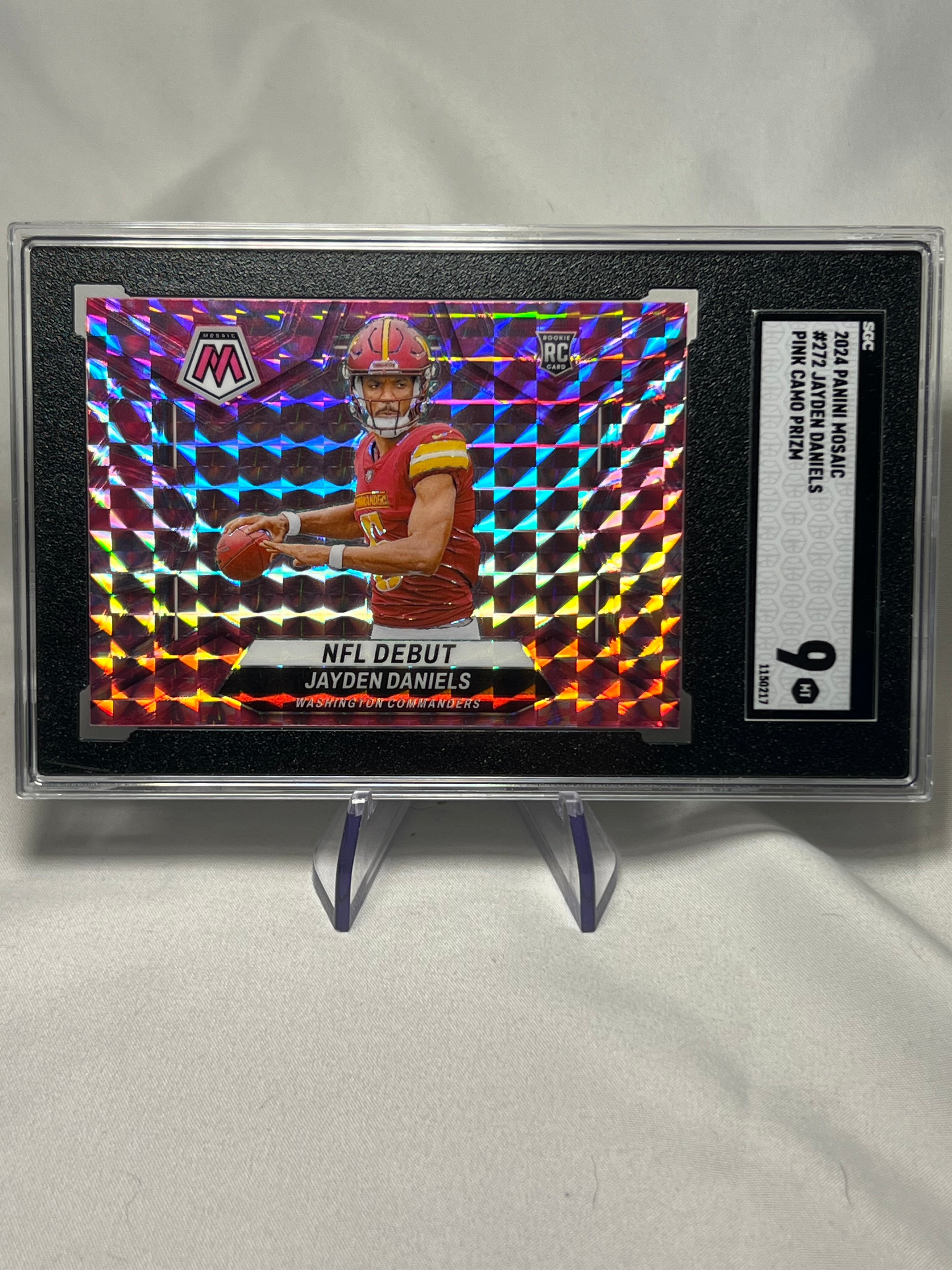 2024 Panini Mosaic Jayden Daniels Nfl Debut Pink Camo Prizm Sgc 9