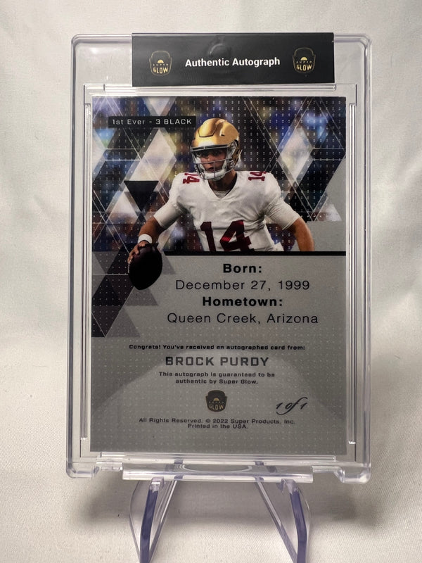 2022 Super Glow Brock Purdy 1St Ever Black Cracked Ice Rookie Auto 1/1