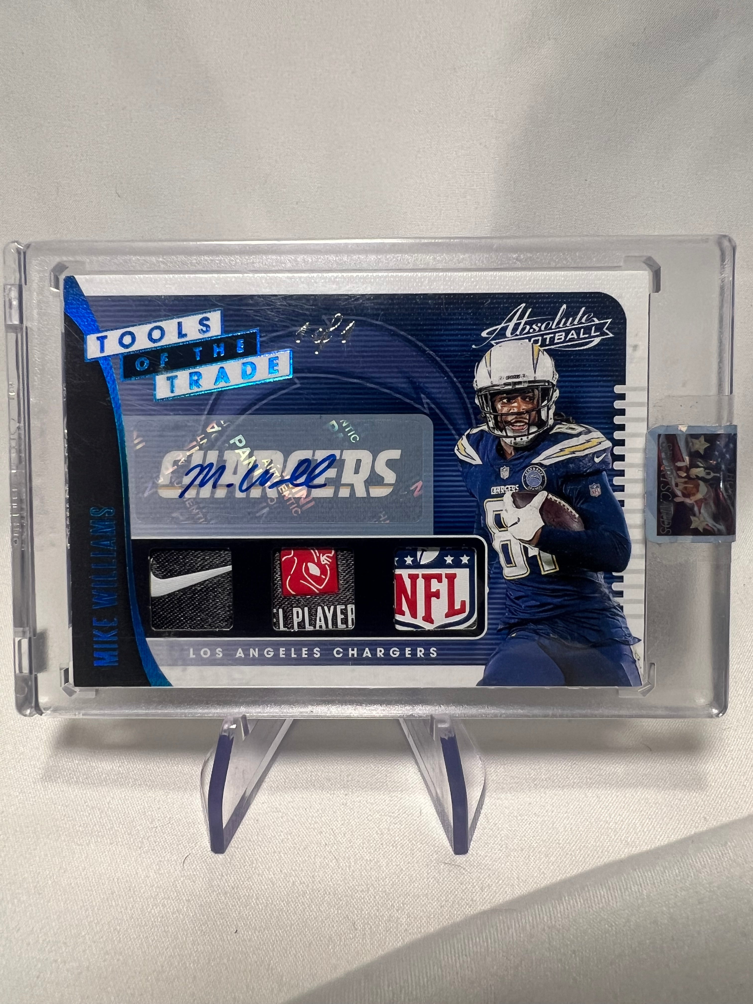 2019 Panini Absolute Mike Williams Tools Of The Trade Tri-Patch Laundry Tags Auto 1/1