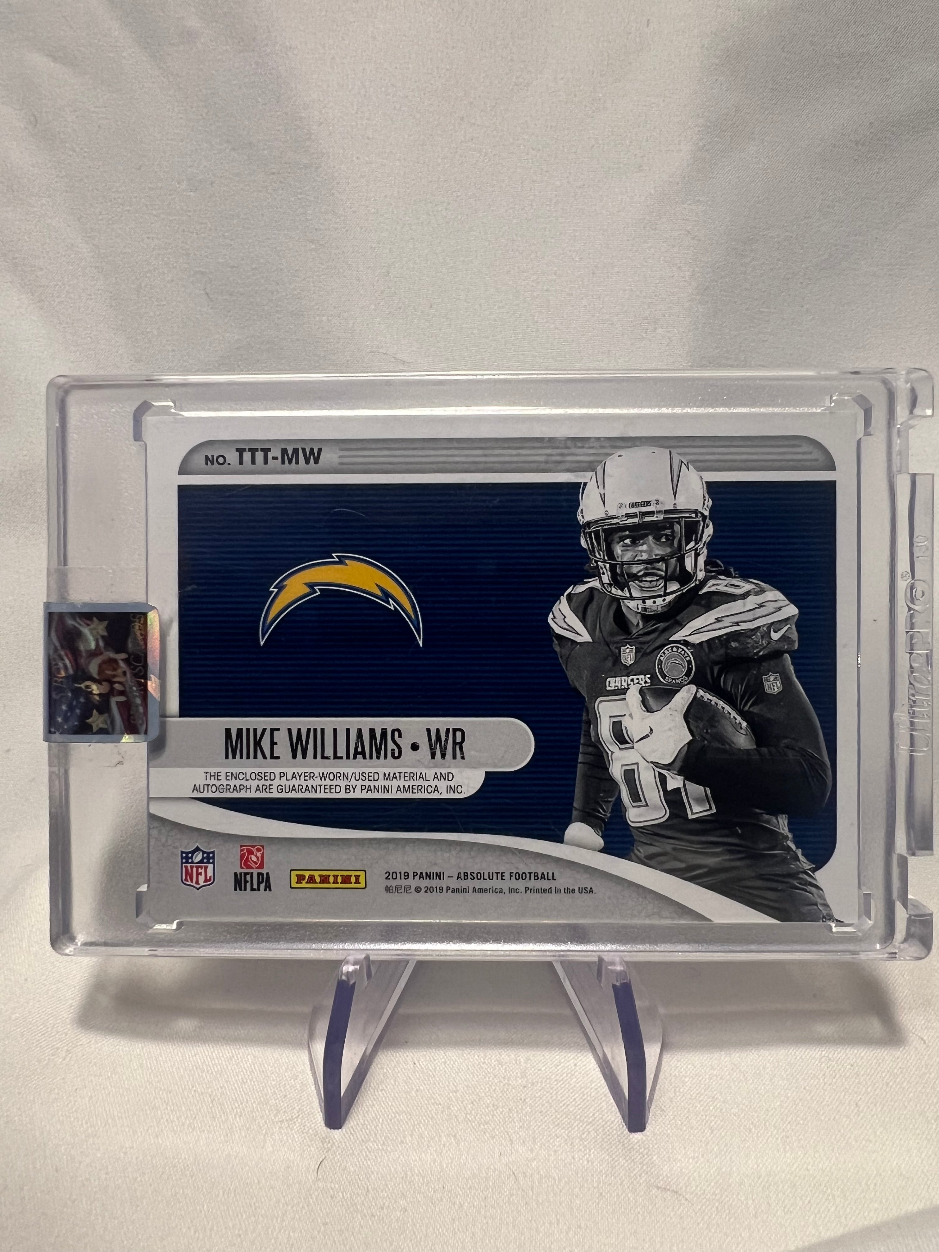 2019 Panini Absolute Mike Williams Tools Of The Trade Tri-Patch Laundry Tags Auto 1/1