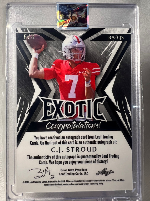 2022 Leaf Exotic C.J. Stroud Zebra Rookie Card Auto /8