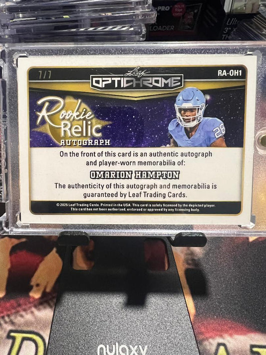 2025 Leaf Opichrome Football Omarion Hampton Cracked Ice RPA 7/7