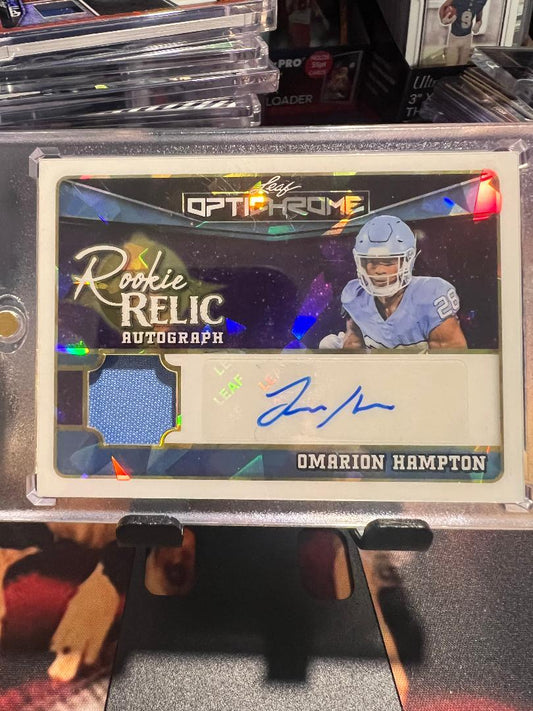 2025 Leaf Opichrome Football Omarion Hampton Cracked Ice RPA 7/7